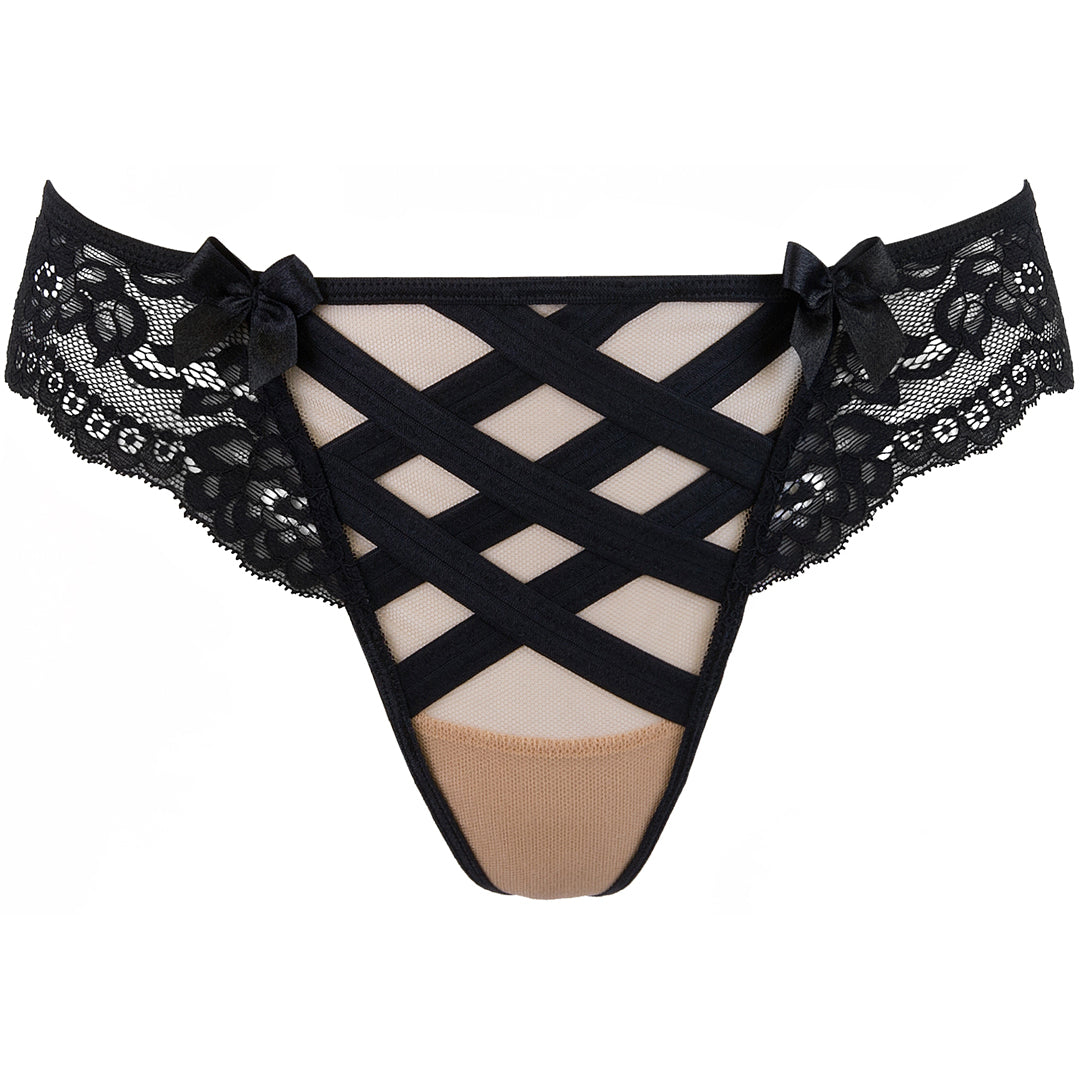 Axami Golden Dream Sheer Mesh Lace Thong Panty