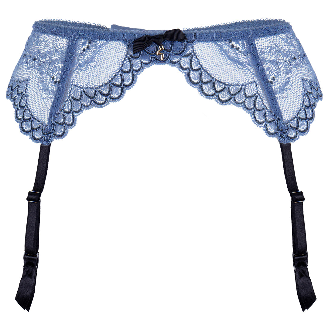 Gossard Superboost Moonlight Blue Lace Sheer Garter Belt