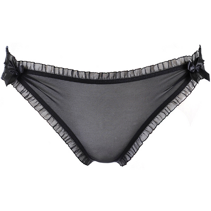 Axami Sweet Angel Black Flirty Ruche Sheer Peek-A-Boo Panty