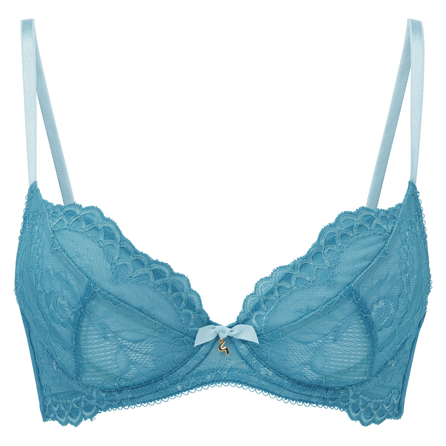 Gossard Superboost Ocean Blue Lace Sheer Plunge Bra