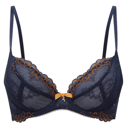 Gossard Superboost Lace Plunge Bra Midnight Blue Gold