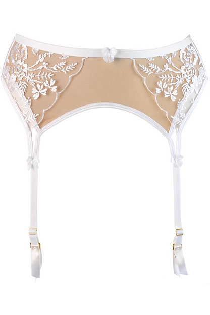 Axami Enigma White Sheer Mesh Garter Belt