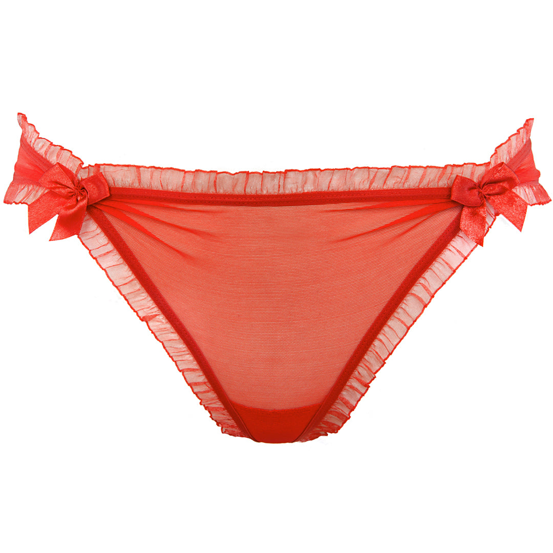 Axami Sweet Angel Red Flirty Ruche Sheer Peek-A-Boo Panty