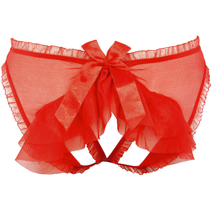 Axami Sweet Angel Red Flirty Ruche Sheer Peek-A-Boo Panty