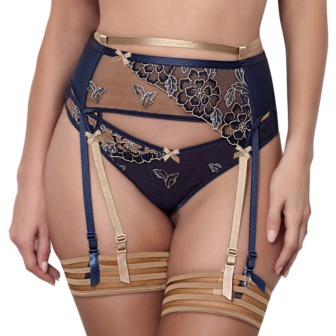 Axami Blue LagoonSheer Mesh Garter Belt