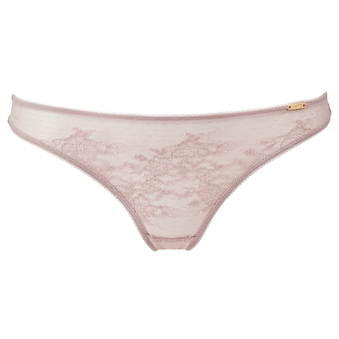 Gossard Glossies Lace Mink Sheer Mesh Thong Panty