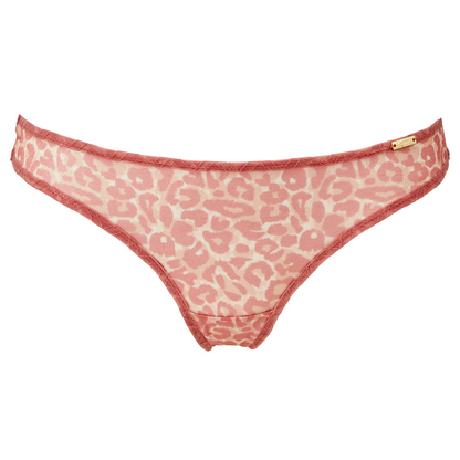 Gossard Glossies Pink Leopard Print Sheer Thong Panty