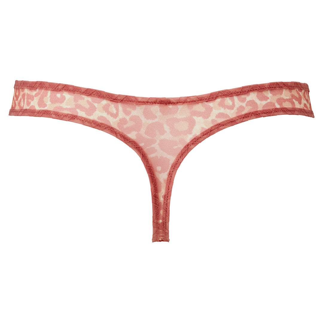 Gossard Glossies Pink Leopard Print Sheer Thong Panty