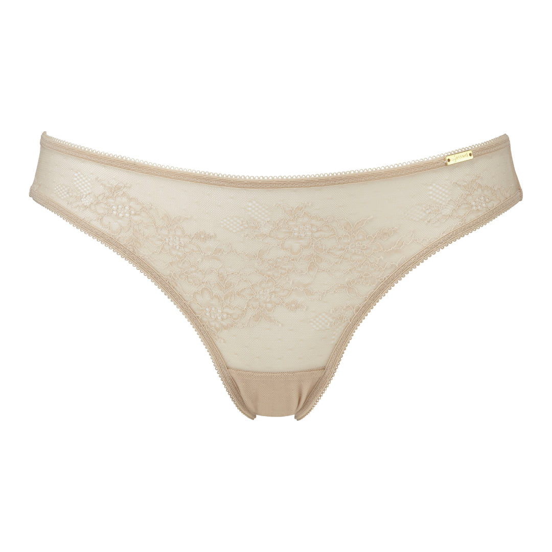 Gossard Glossies Lace Nude Sheer Lace Thong Panty