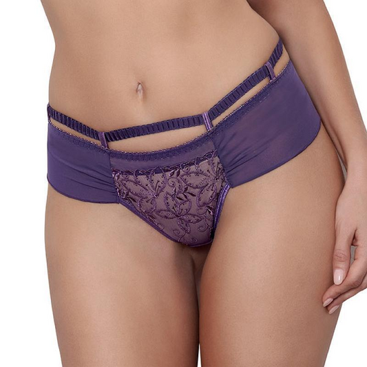 Axami Miami Vibe Purple Sheer Lace Brazilian Thong Panty