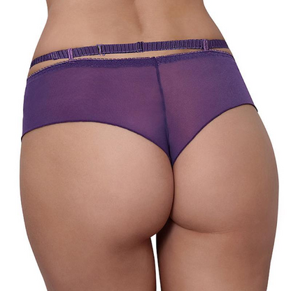 Axami Miami Vibe Purple Sheer Lace Brazilian Thong Panty